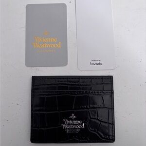 NEW UNUSED Vivienne Westwood Black Croc-Embossed Leather Card Holder